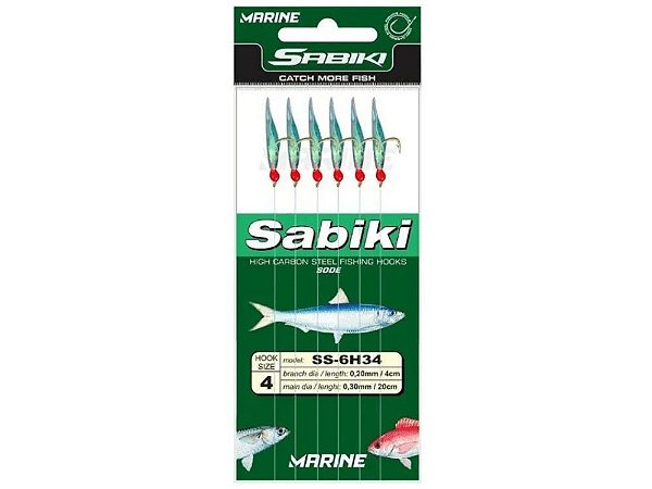 Sabiki SS-6H34 - Anzol Sode Gold e Isca