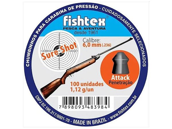 Chumbinho Attack 6.0mm 100 Unidades FishTex