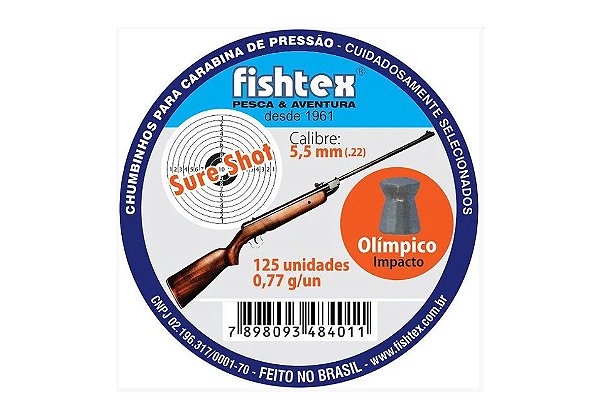 Chumbinho 5.5 Olímpico 125 Unidades FishTex