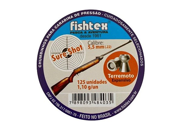 Chumbinho 5.5mm Terremoto 125 Unidades FishTex