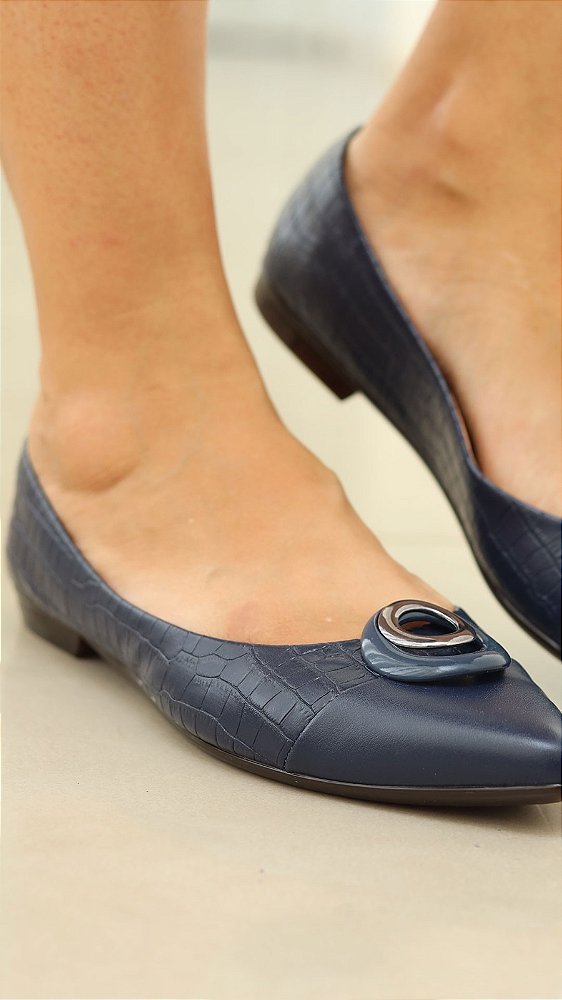 Sapatilha Feminina B-Comfy LG CROCO MARINHO