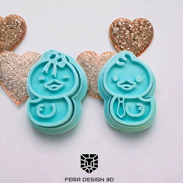 Cortador + Marcador - Casal de Patinhos (Dia Namorados)