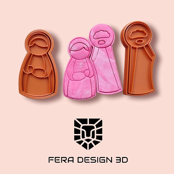 Cortadores + Marcadores - Sagrada Família (Maria, José e menino Jesus) - Natal