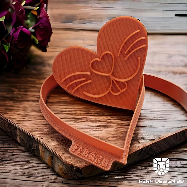 Cortador + Marcador - Coração com sorriso de coelho