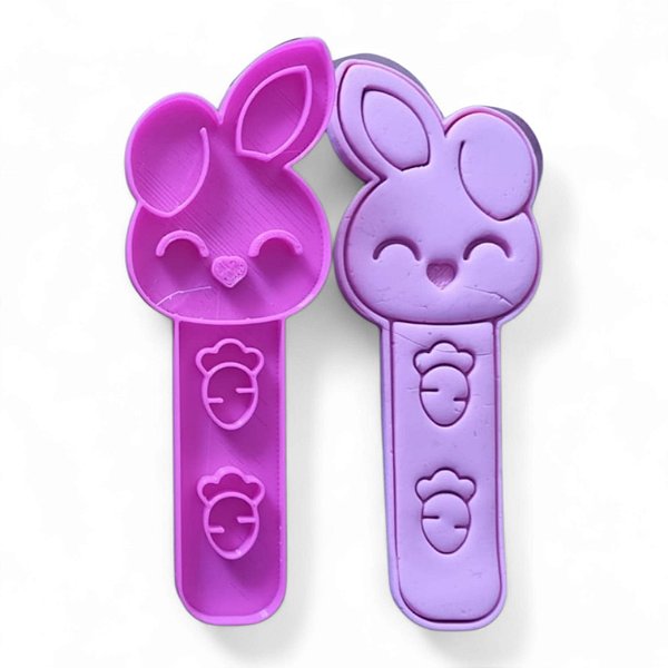 Cortador + Marcador - Stick Páscoa Coelho orelha baixa