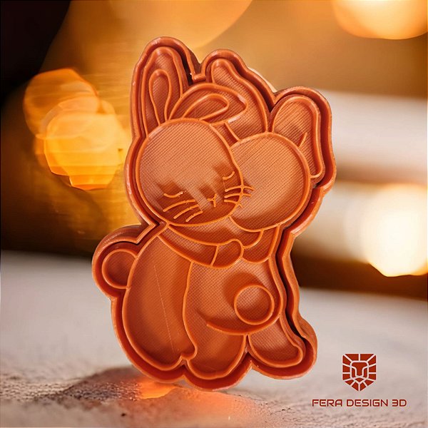 Cortador + Marcador - Coelhos Abraçados