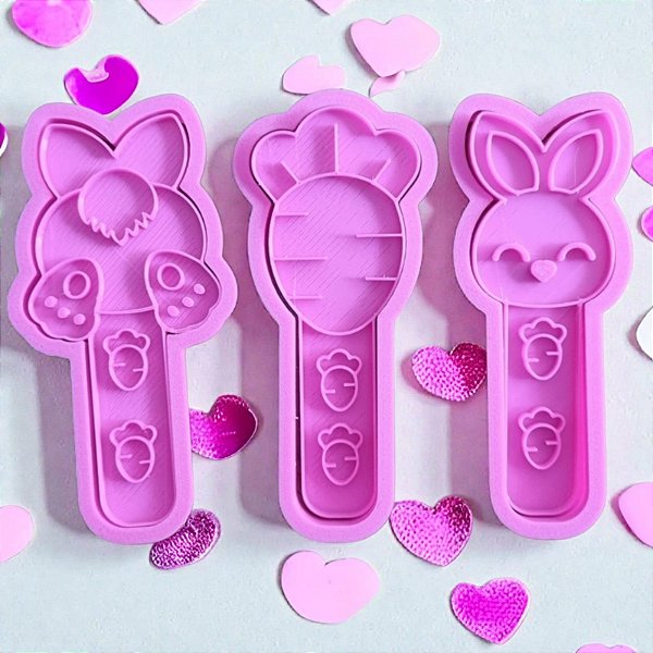 Cortadores + Marcadores - Sticks de Páscoa 1 (coelho, cenoura, bumbum)