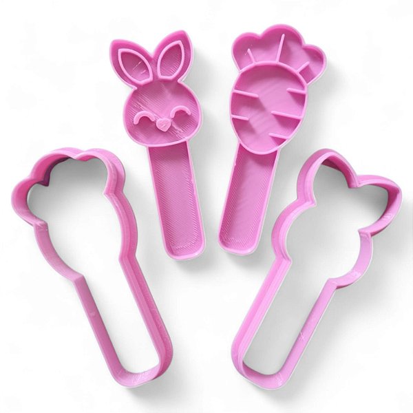 Cortadores + Marcadores - Sticks de Páscoa 2 (Cenoura e Coelho)