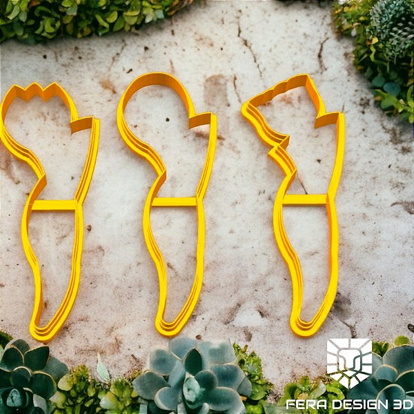 Cortadores - Trio de Flores (Tulipa, Botão, Rosa)