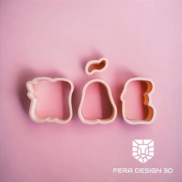 Cortadores 3D Letras escrito Mãe 2