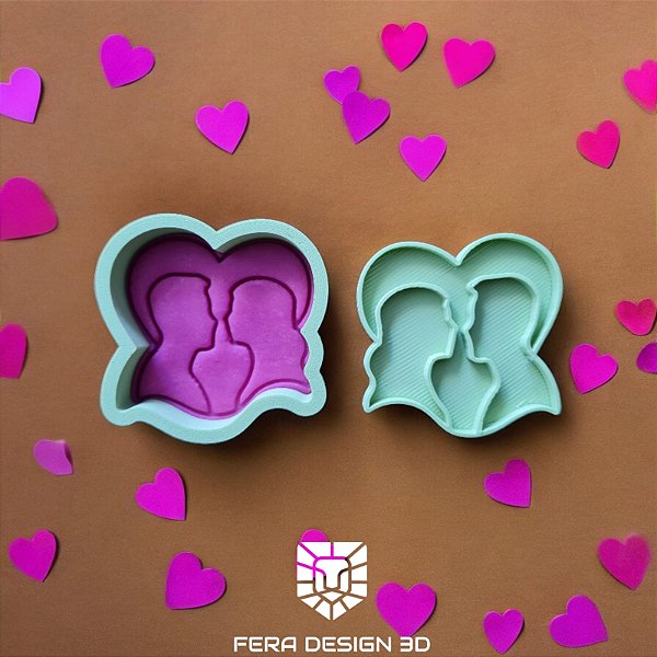 Cortador + Marcador - Coração Casal Namorados