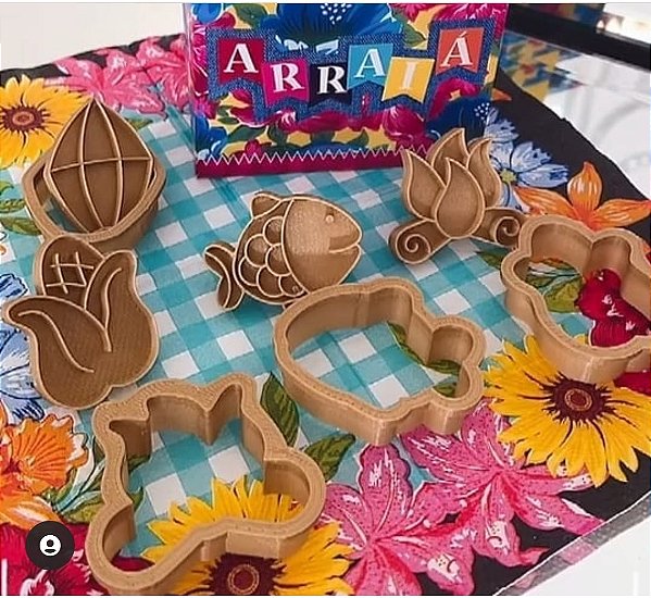 Cortadores + Marcadores - Festa Junina 1 (Fogueira, Peixe, Balão, Milho)