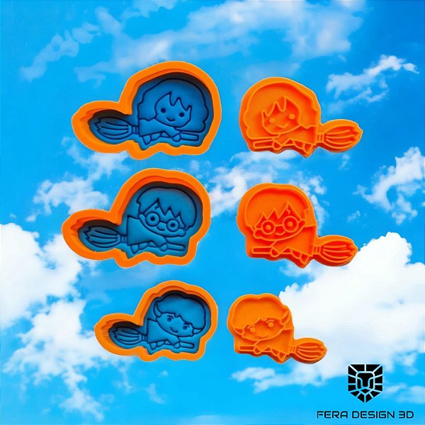 Turma do Feiticeiro Potter na Vassoura  (cortadores e marcadores)