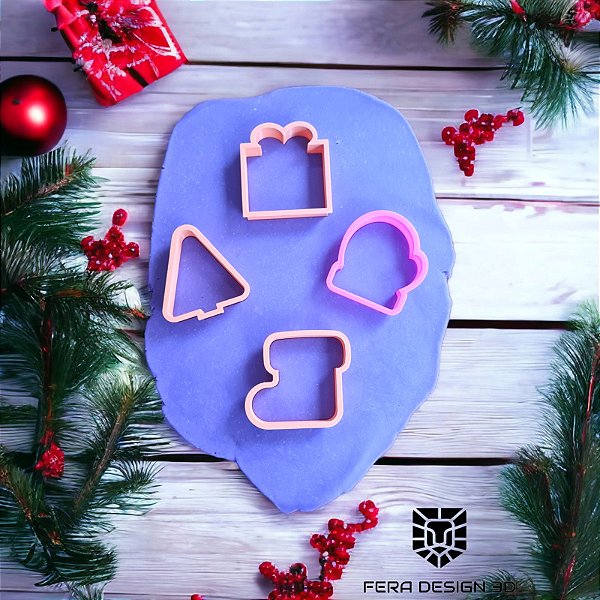 Cortadores - Minis de Natal (Presente, Luva, Bota de Neve e ÁRvore)