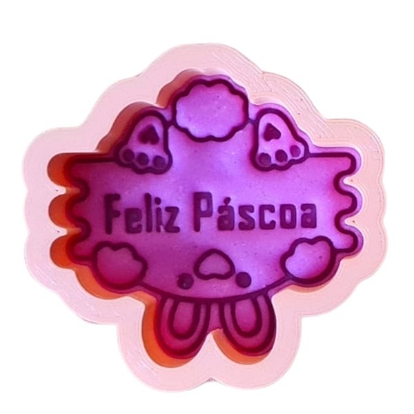 Cortador + Marcador - Coelho Placa Feliz Páscoa 5 (cortador e marcador)