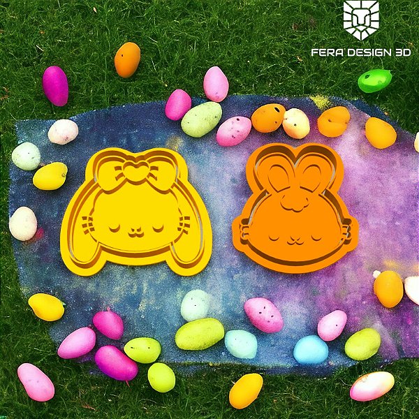 Cortador + Marcador - Casal Coelhinho e Coelhinha