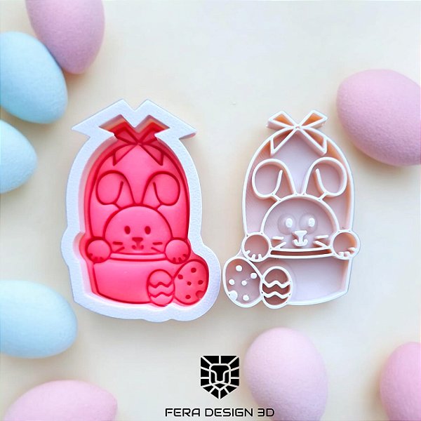 Cortador + Marcador - Coelho na Cesta de Ovos