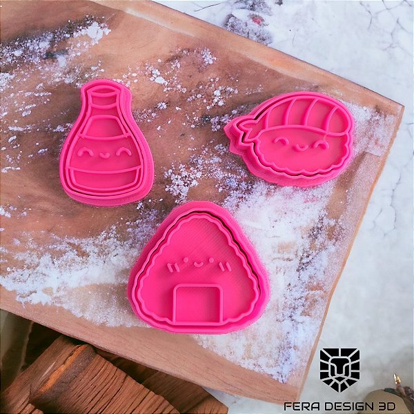 Comidinhas Japonesas - Gohan, Sushi e Shoyu (cortadores e marcadores)