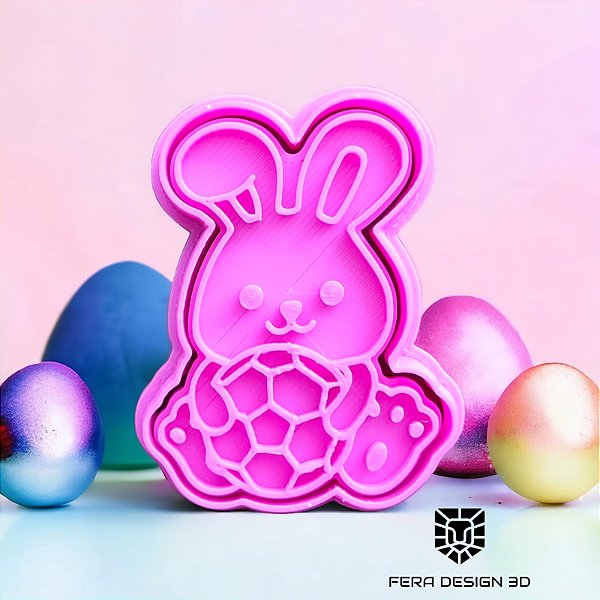 Cortador + Marcador - Coelhinho com bola de futebol