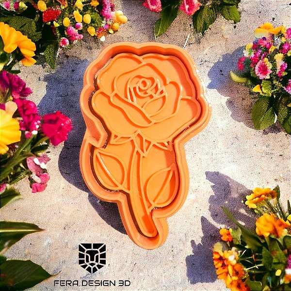 Cortador e Marcador 3D Flor Rosa 2 (Mães / Mulher)