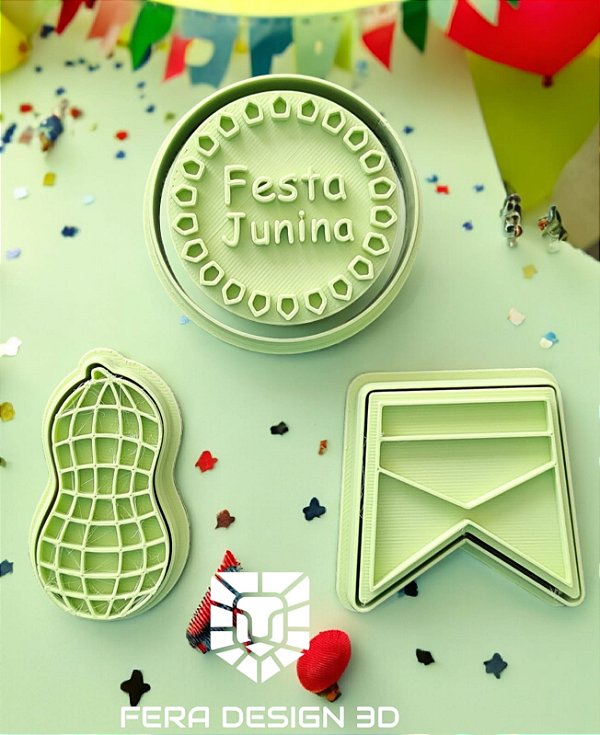 Cortadores + Marcadores - Festa Junina 5 (Placa, Bandeirinha, Amendoim)