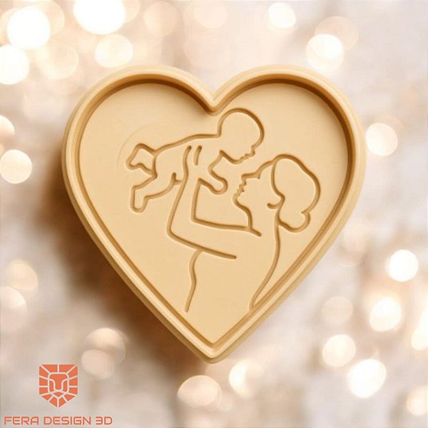 Cortador e Marcador 3D - Coração Mãe e Filho (Dia das Mães)