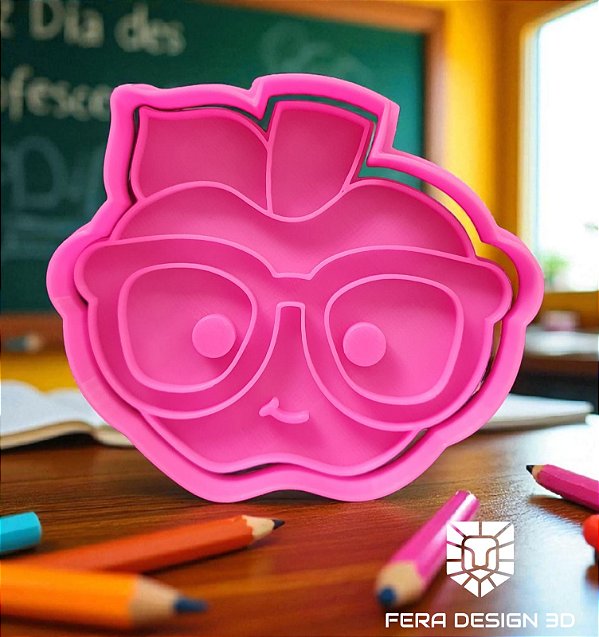 Cortador + Marcador -Maçã com óculos (Dia dos Professores)