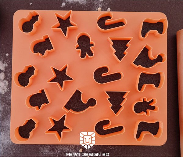 Cortador - Placa Multicorte Minis de Natal (Luva, Estrela, Bola, Ginger, Bengala, Árvore e  Bota)