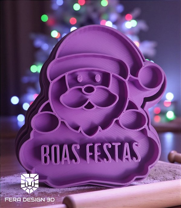 Cortador + Marcador - Papai Noel com Placa Boas Festas (Natal)