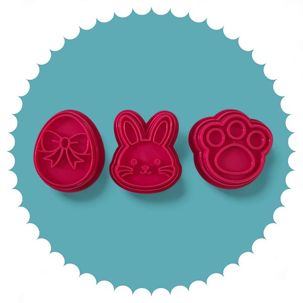 Cortador e Marcadores 3D Kit Páscoa 2 (coelho, pata, ovo)