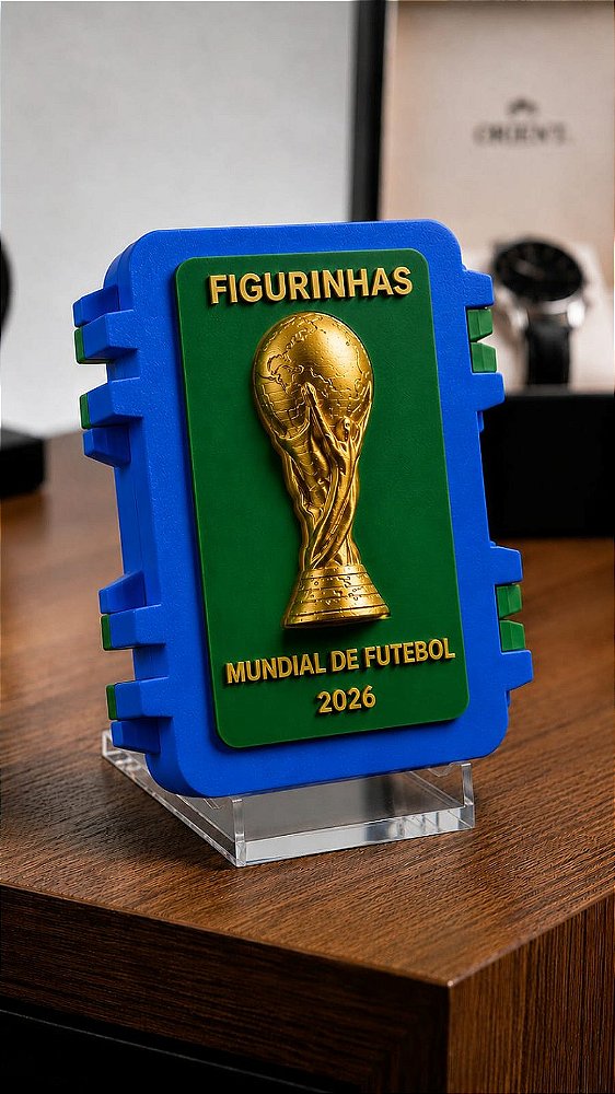Não personalizável - Azul - Caixinha para figurinhas do Mundial de Futebol 2026