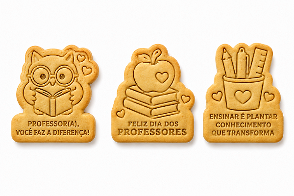 Cortadores e Marcadores 3D - KIT Professores Frases (Pote Lápis, Coruja, Maçã)