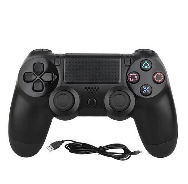 Controle DualShock sem fio para Playstation 4, Computador e Android Cor Preto