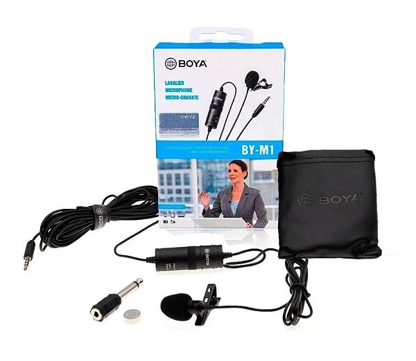Microfone de Lapela mais Tripé Boya by M1