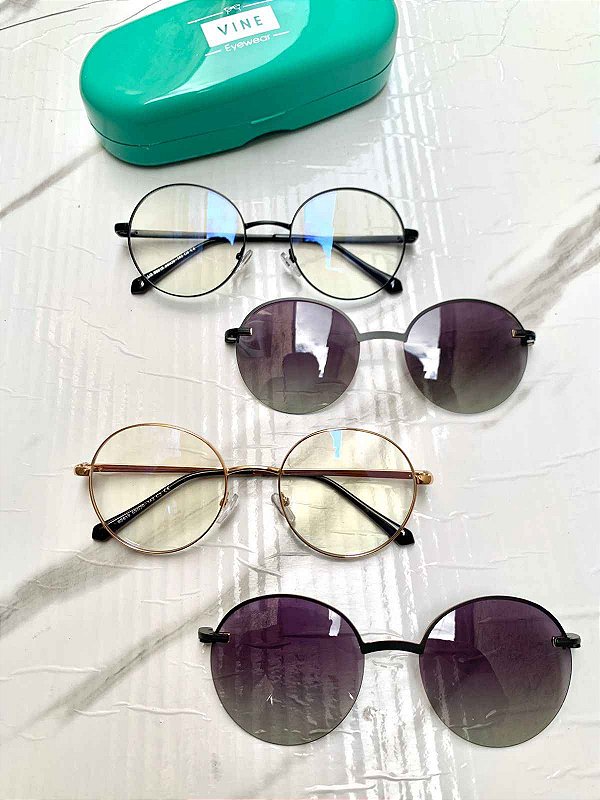 Óculos Clip-on Redondo Unissex - Cameron