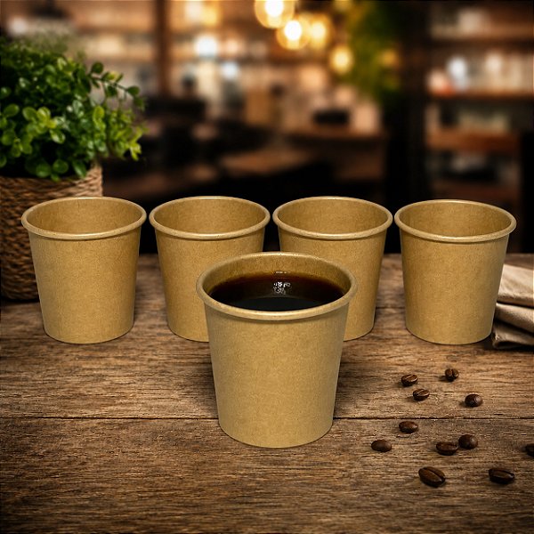 Kit 100 Copos Papel Kraft 60ml Café Biodegradável Expresso