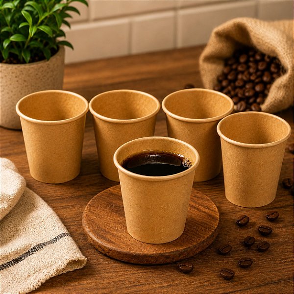 Copo Papel Kraft 110ml com 100 uni. Chá Café Biodegradável