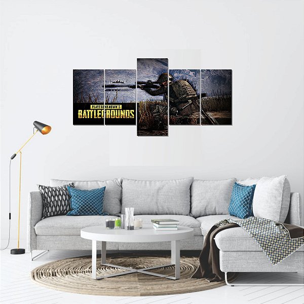 Quadro Decorativo Mosaico com 5 peças PUBG Battleground 130x60cm -05