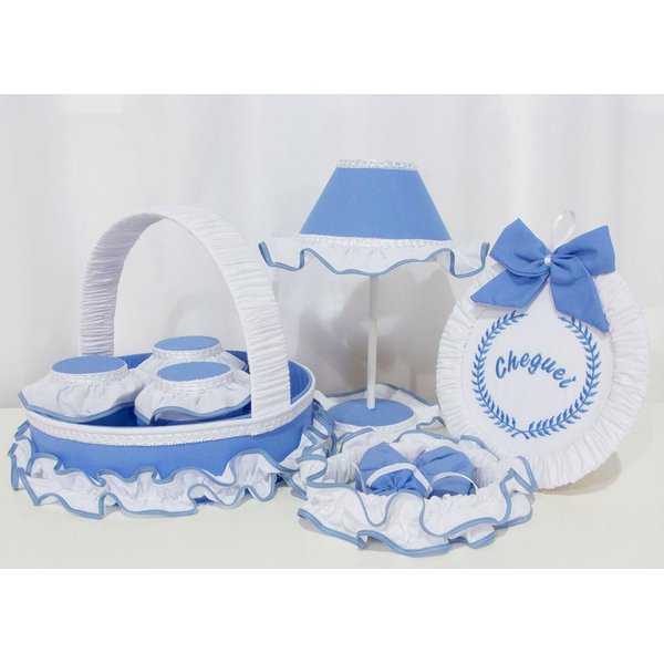 Kit Acessórios Quarto De Bebê Realeza Royal com Branco 07 peças