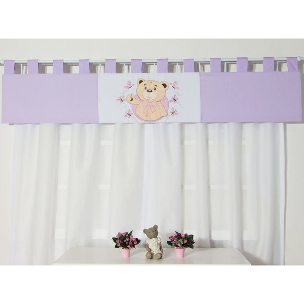 Cortina Para Quarto de Bebê Tuti Lilás 03 Peças - Coleção Baby