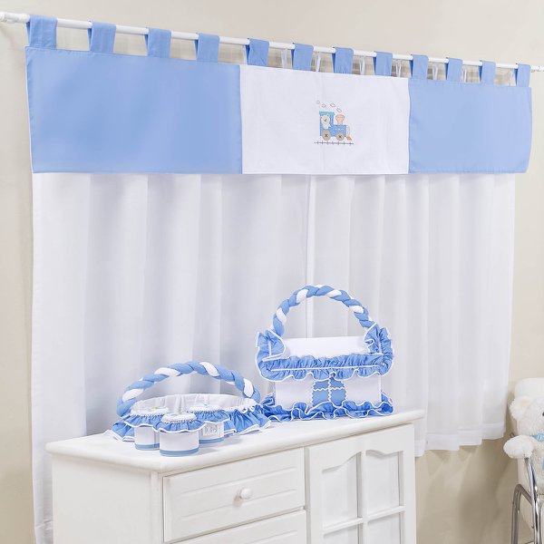 Cortina Para Quarto de Bebê Willy Azul Royal 03 Peças - Coleção Sensação