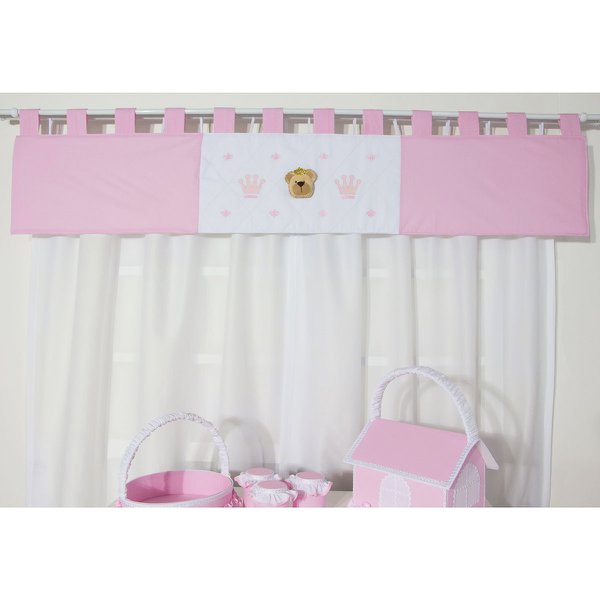 Cortina Para Quarto de Bebê Reino Rosa 03 Peças - Coleção Diversos