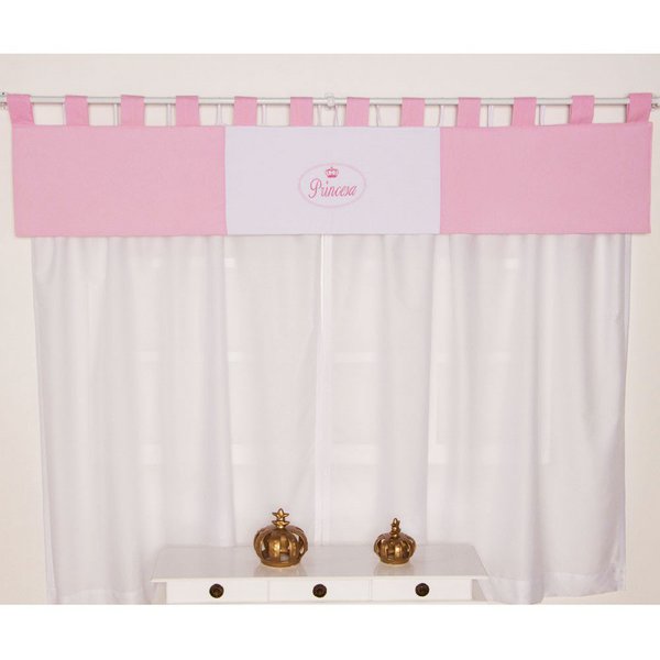 Cortina Para Quarto de Bebê Princesa Rosa 03 Peças - Coleção Diversos