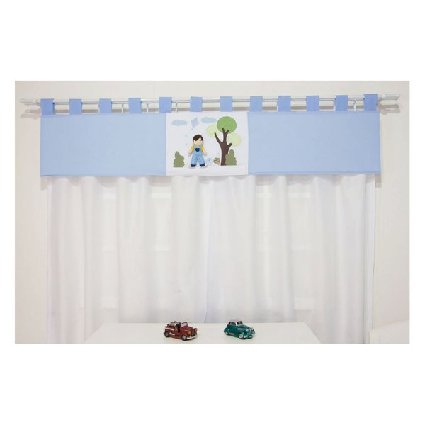 Cortina Para Quarto de Bebê Dudu Azul 03 Peças - Coleção Slim