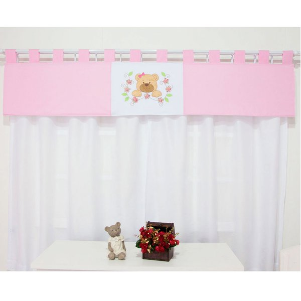 Cortina para Quarto de Bebê Bebel Rosa 03 Peças - Coleção Slim