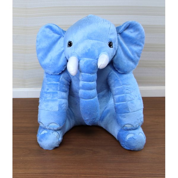 Almofada Travesseiro Elefante News Bebê Dormir Pelúcia Azul 64cm
