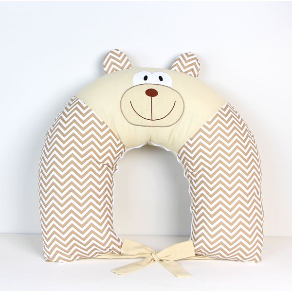 Almofada de Amamentação Para Bebê Savana Urso Bege Bordada 01 Peça