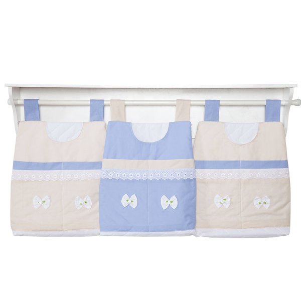 Porta Fraldas de Varão para Quarto de Bebê Esplendor Azul 03 Peças - Coleção Conforto