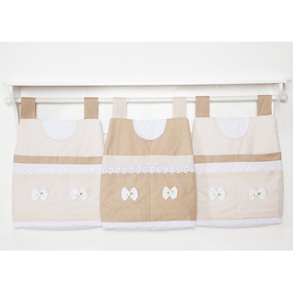 Porta Fraldas de Varão para Quarto de Bebê Esplendor Bege 03 Peças - Coleção Conforto