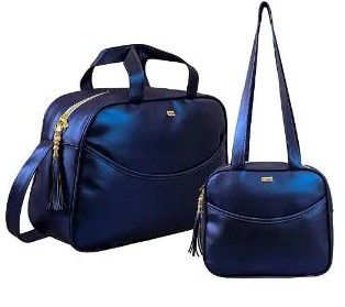 Bolsas Maternidade Nylon Marinho P e G 02 Peças- Coleção Glamour Liso